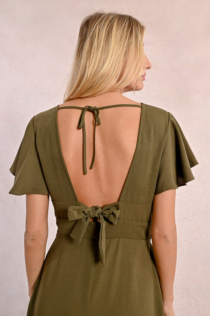 Molly Bracken Khaki Ladies Woven Dress