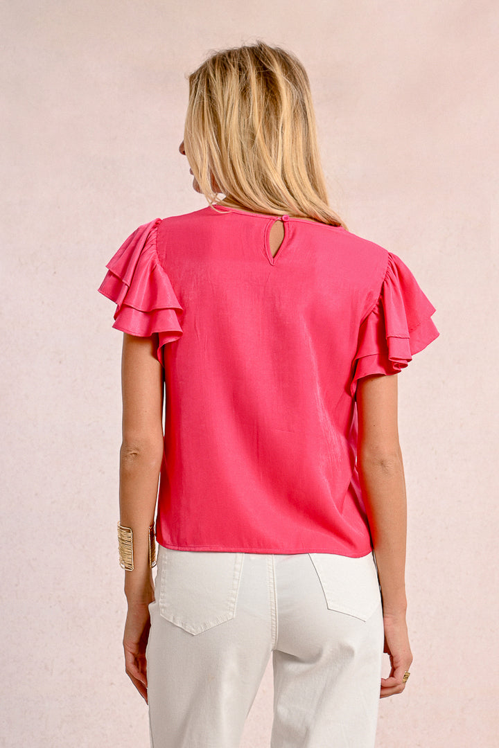 Molly Bracken Ruffle Sleeve Pink Top