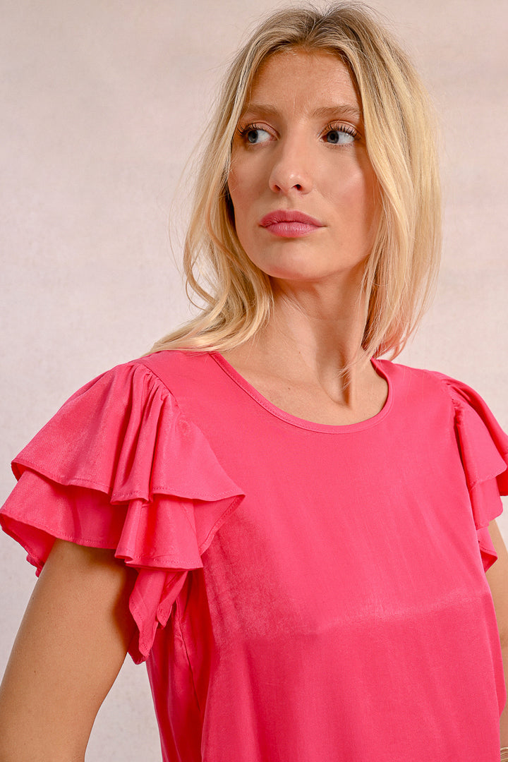 Molly Bracken Ruffle Sleeve Pink Top