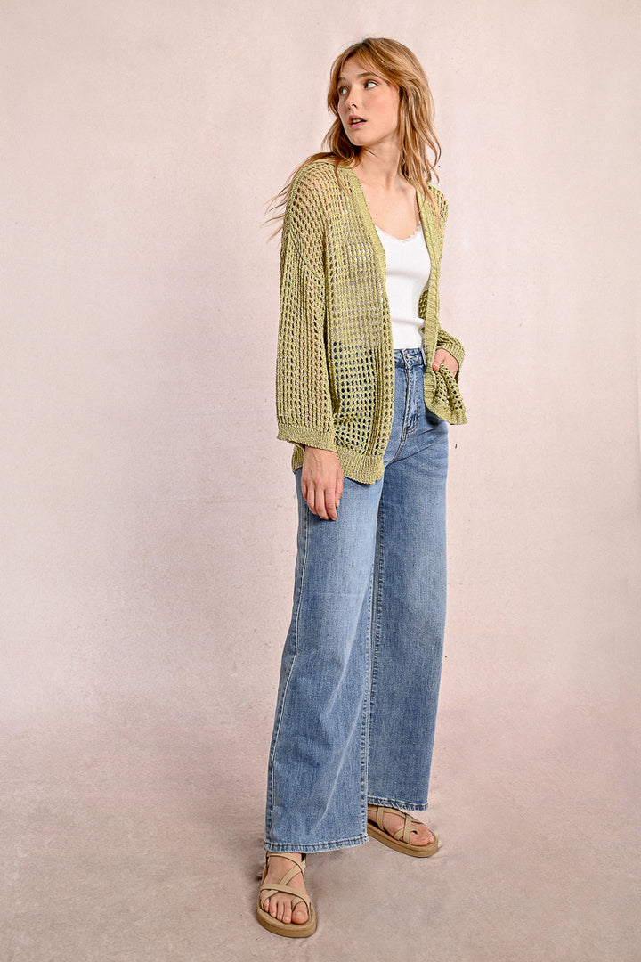 Molly Bracken Knitted Lime Green Cardigan