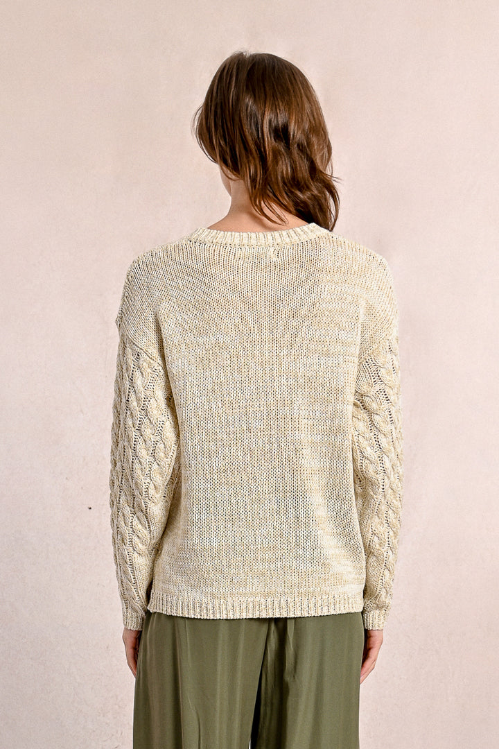 Molly Bracken Cable Off White Sweater