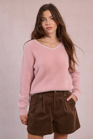 Molly Bracken Fluffy Antique Rose Sweater