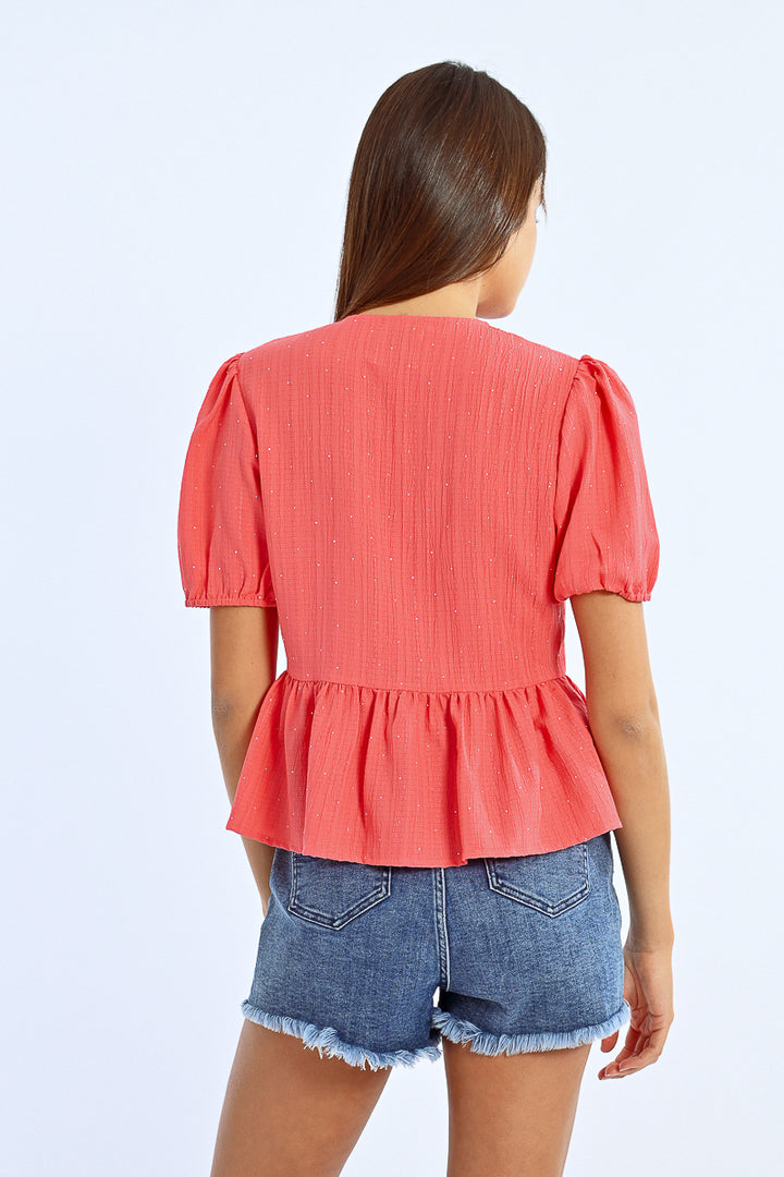 Molly Bracken Bow Tie Coral Top