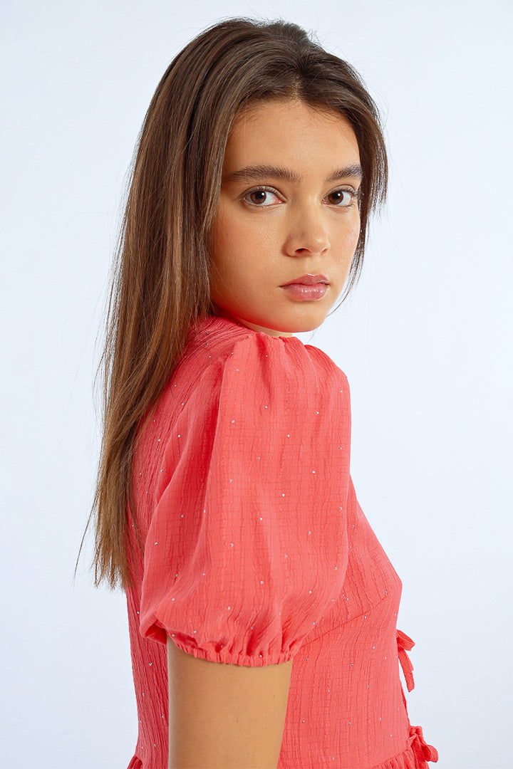 Molly Bracken Bow Tie Coral Top
