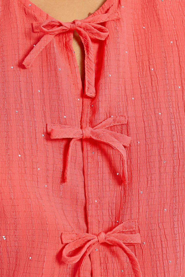 Molly Bracken Bow Tie Coral Top