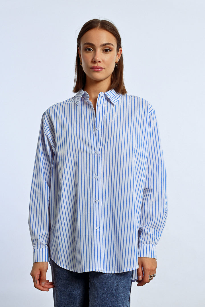 Lili Sidonio Light Blue Striped Cotton Shirt