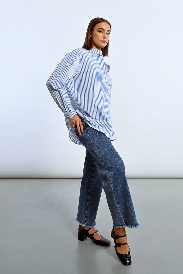 Lili Sidonio Light Blue Striped Cotton Shirt