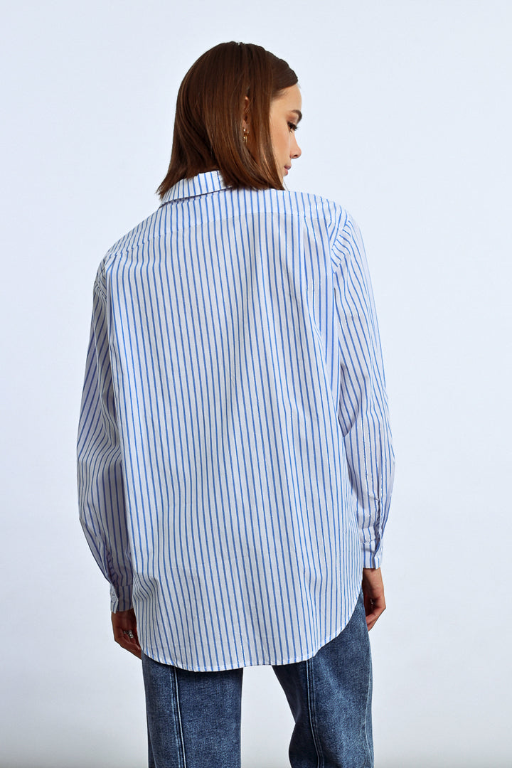 Lili Sidonio Light Blue Striped Cotton Shirt