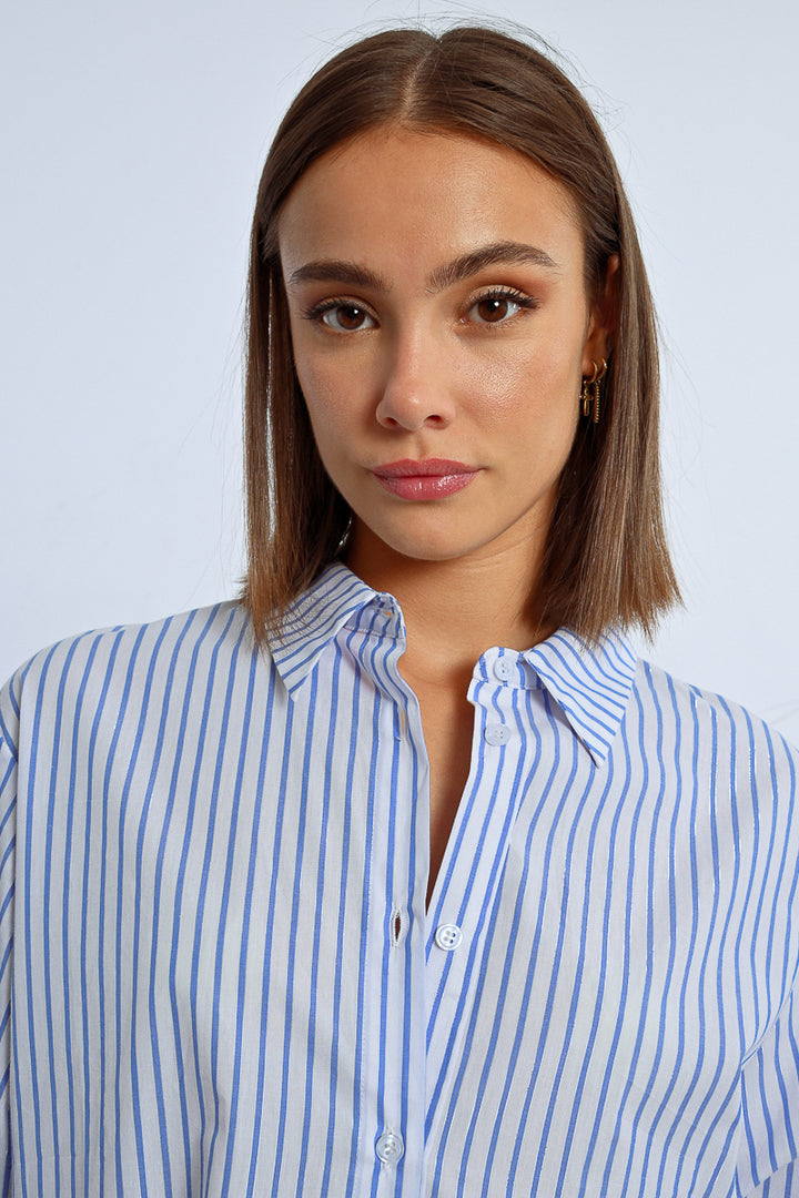 Lili Sidonio Light Blue Striped Cotton Shirt