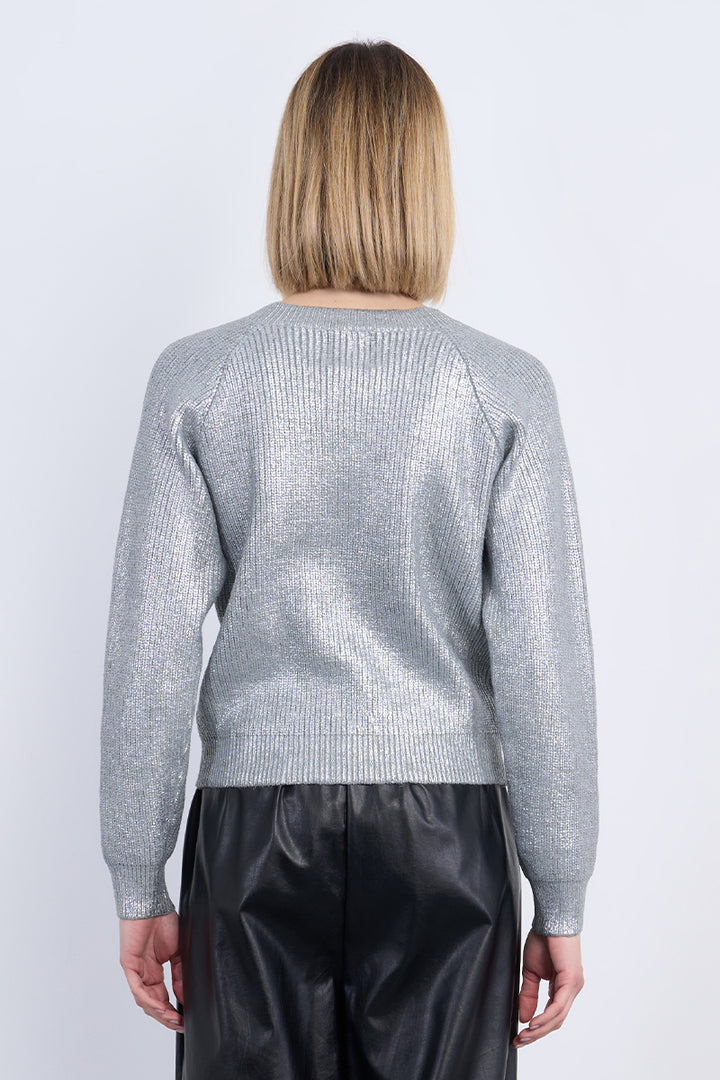 Molly Bracken Lame Effect Silver Sweater