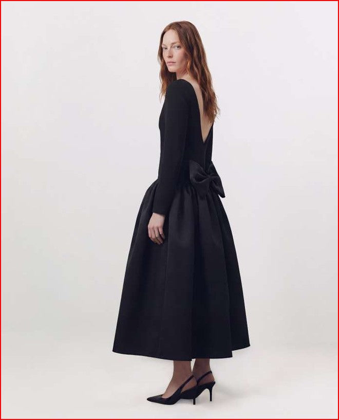 LAVI Luxury Mirela Black Dress With Back Bow