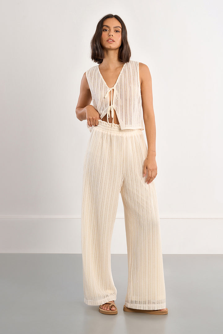 Lili Sidonio Ecru Wide Leg Pant
