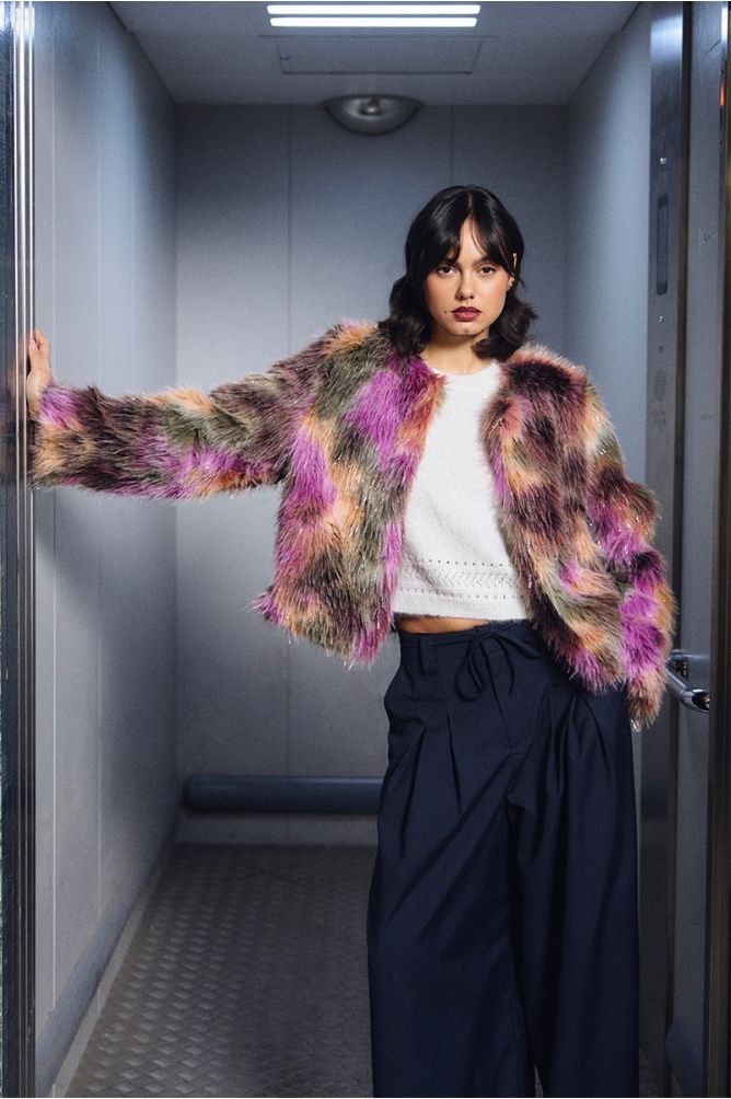 Lili Sidonio Faux Fur Multicoloured Jacket