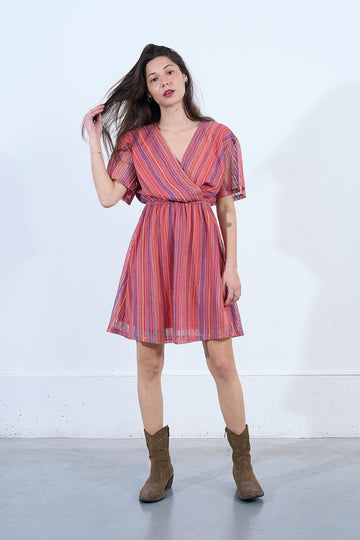 Lili Sidonio Multi Coloured Wrap Mini Dress