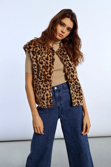 Lili Sidonio Textured Animal Print Vest