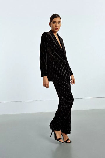 Lili Sidonio Velvet And Rhinestone Black Trousers