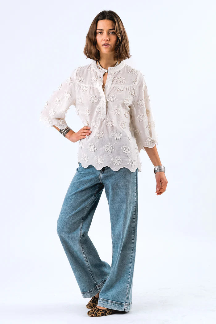 Lollys Laundry Crème Louise SS Blouse