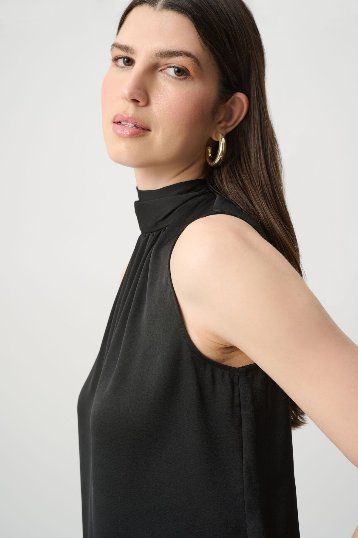 Joseph Ribkoff Icon Elizabeth Hurley Edit 57 Black Top With Tie Scarf