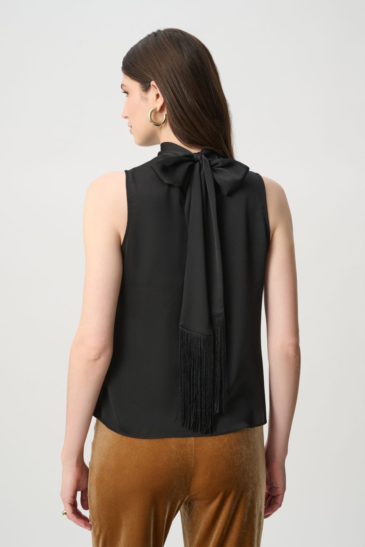Joseph Ribkoff Icon Elizabeth Hurley Edit 57 Black Top With Tie Scarf