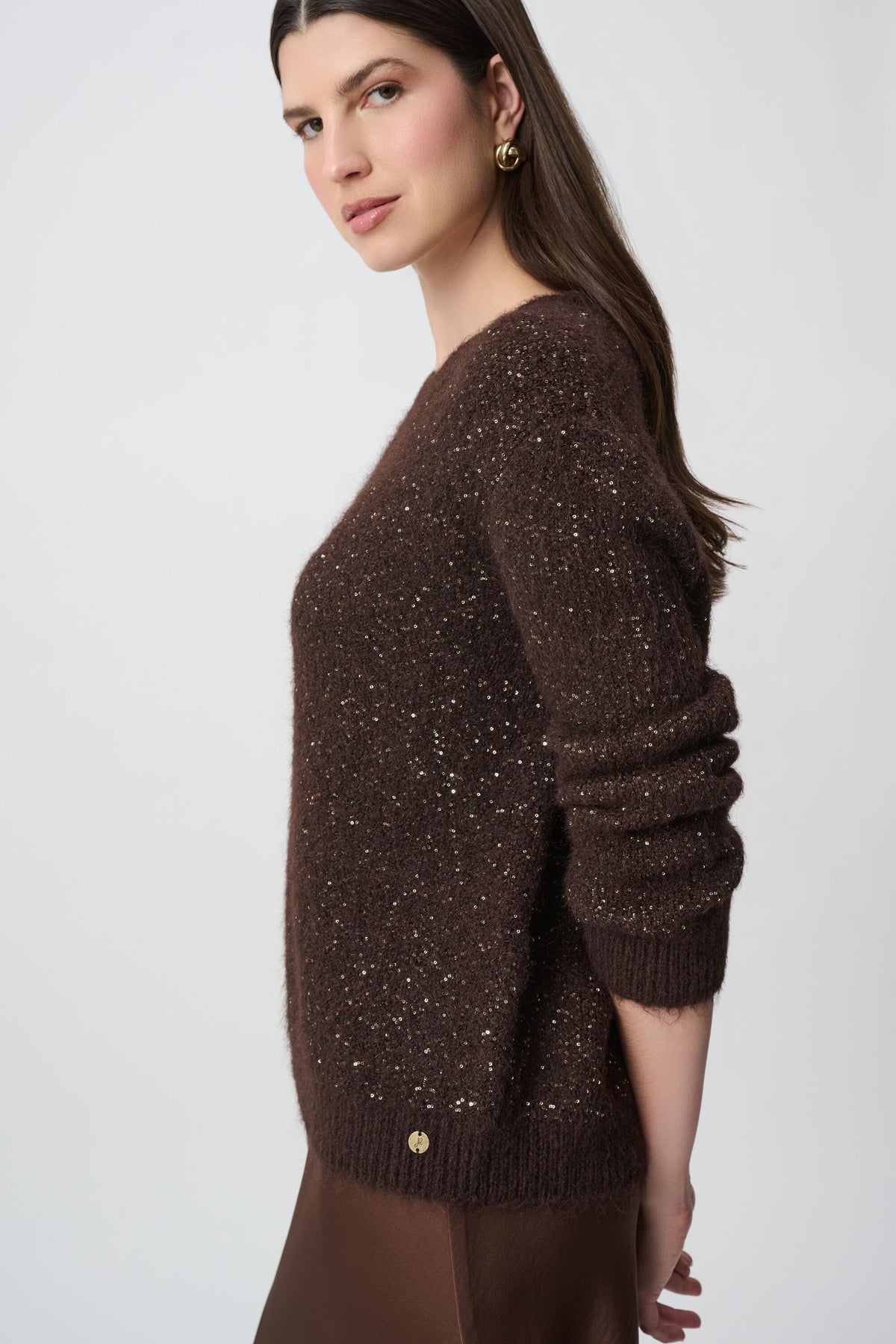 Joseph Ribkoff Icon Elizabeth Hurley Edit 57 Sequin Brown Sweater