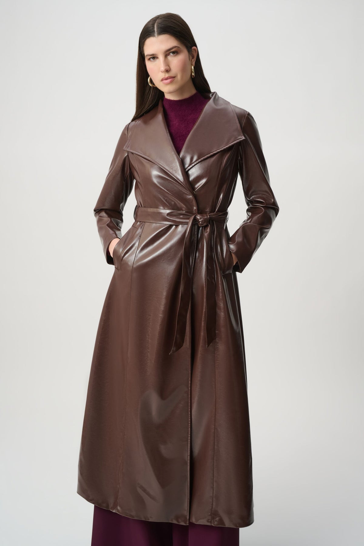 Joseph Ribkoff Icon Edit 57 Elizabeth Hurley Faux Leather Trench Coat