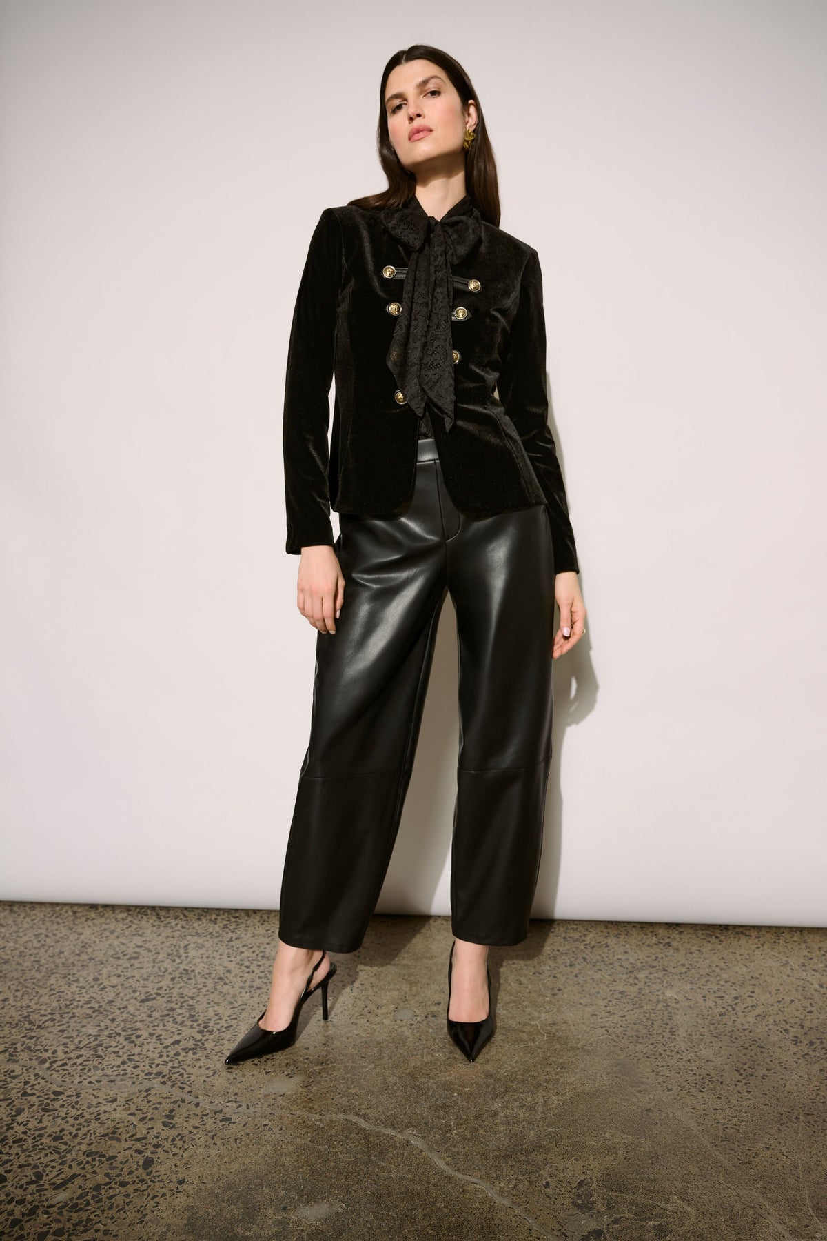 Joseph Ribkoff Icon Elizabeth Hurley Edit 57 Faux Leather Barrel Trousers