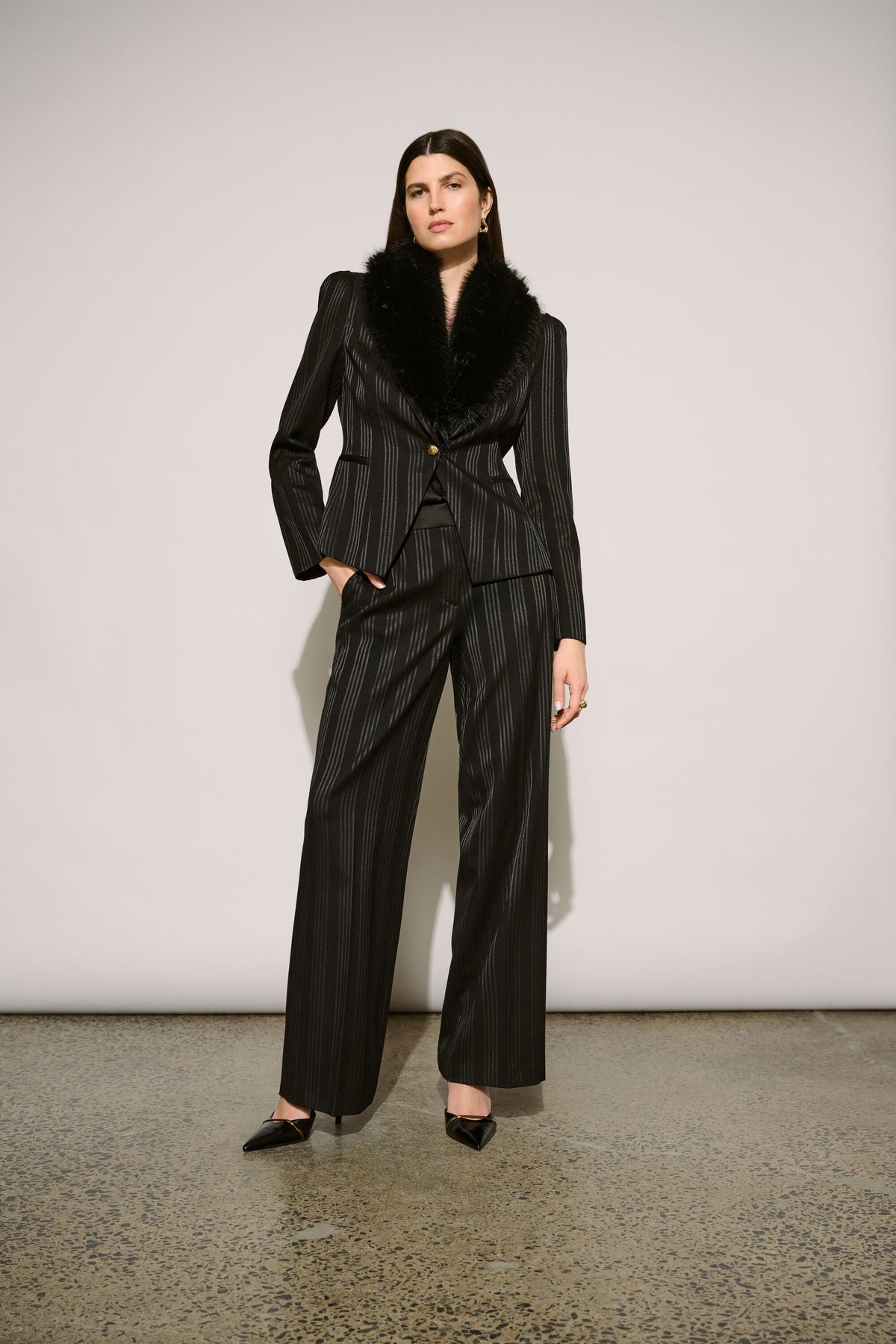 Joseph Ribkoff Icon Elizabeth Hurley Edit 57  Black Stripe Trousers
