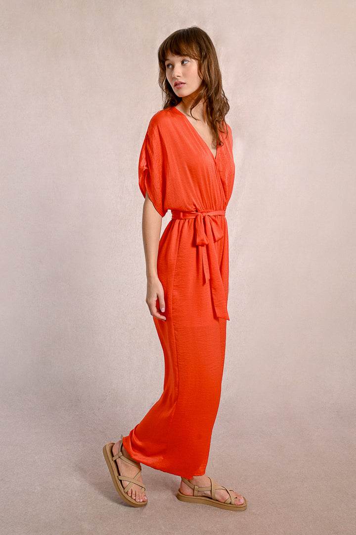 Molly Bracken Red Coral Ladies Woven Jumpsuit