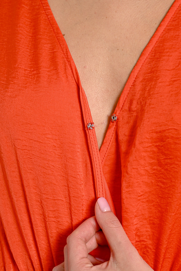 Molly Bracken Red Coral Ladies Woven Jumpsuit