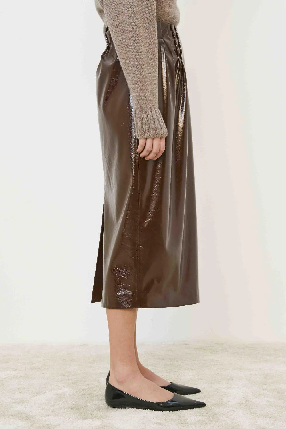 MeiMeiJ Faux Leather Chocolate Skirt