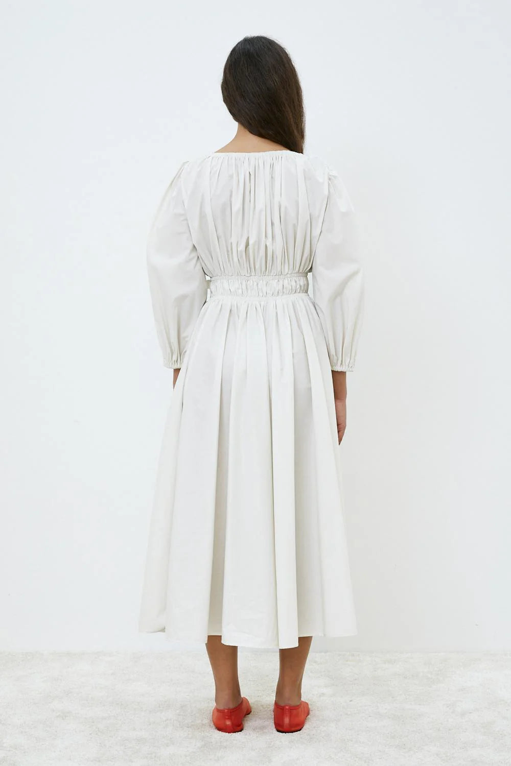 MeiMeiJ Doube Belted V Neck Vanilla Dress