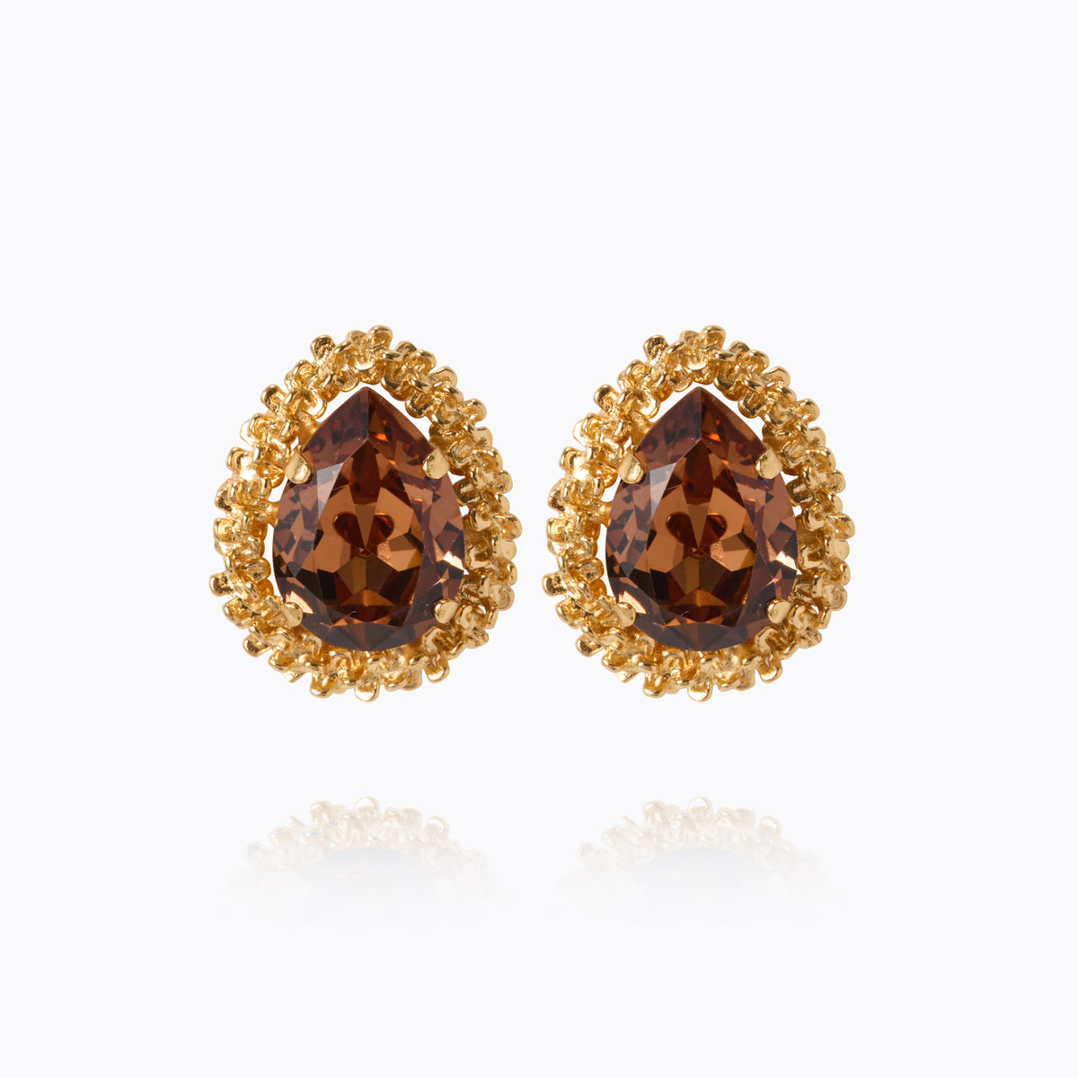 Caroline Svedbom Gemma Earrings Gold Smoked Topaz