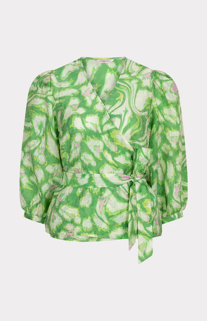 Esqualo Printed Floral Print Wrap Blouse