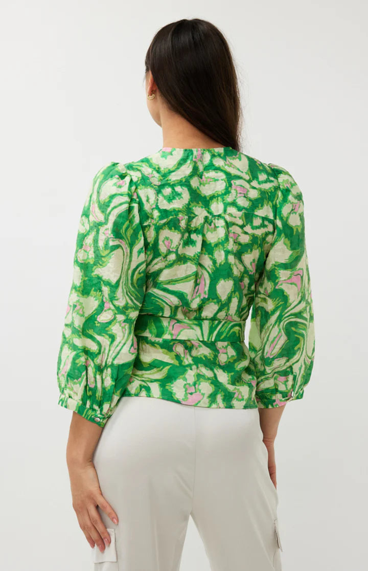 Esqualo Printed Floral Print Wrap Blouse