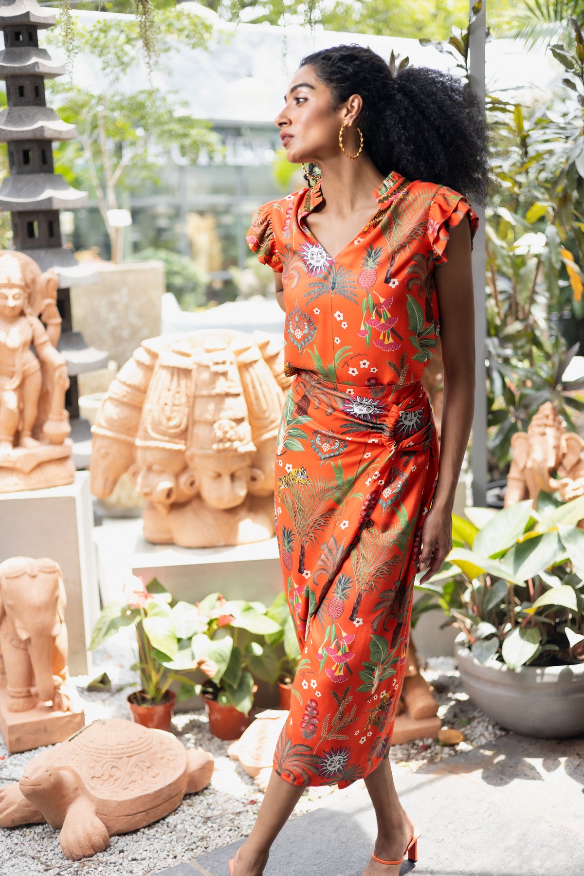 Emily Lovelock Tigerlilly Orange Lisa Print Skirt