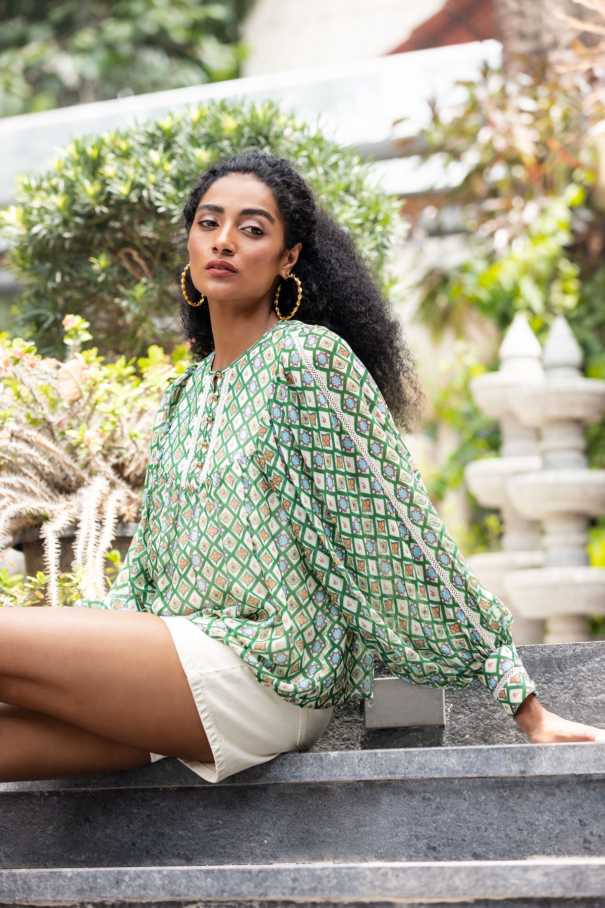 Emily Lovelock Viscose Georgette Ivory Bertha Blouse