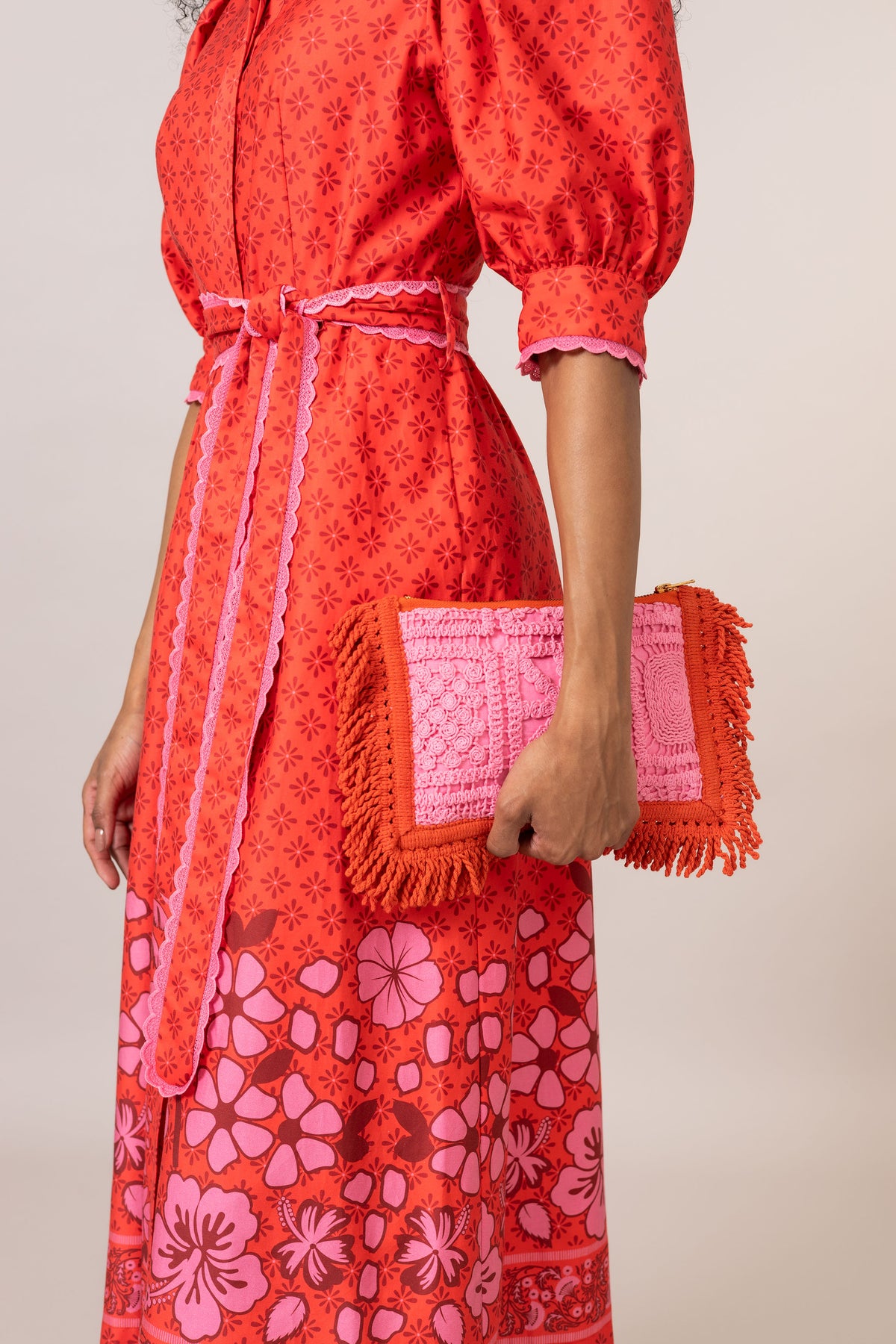 Emily Lovelock Veronica Organic Cotton Satin Flame Scarlet Red Top