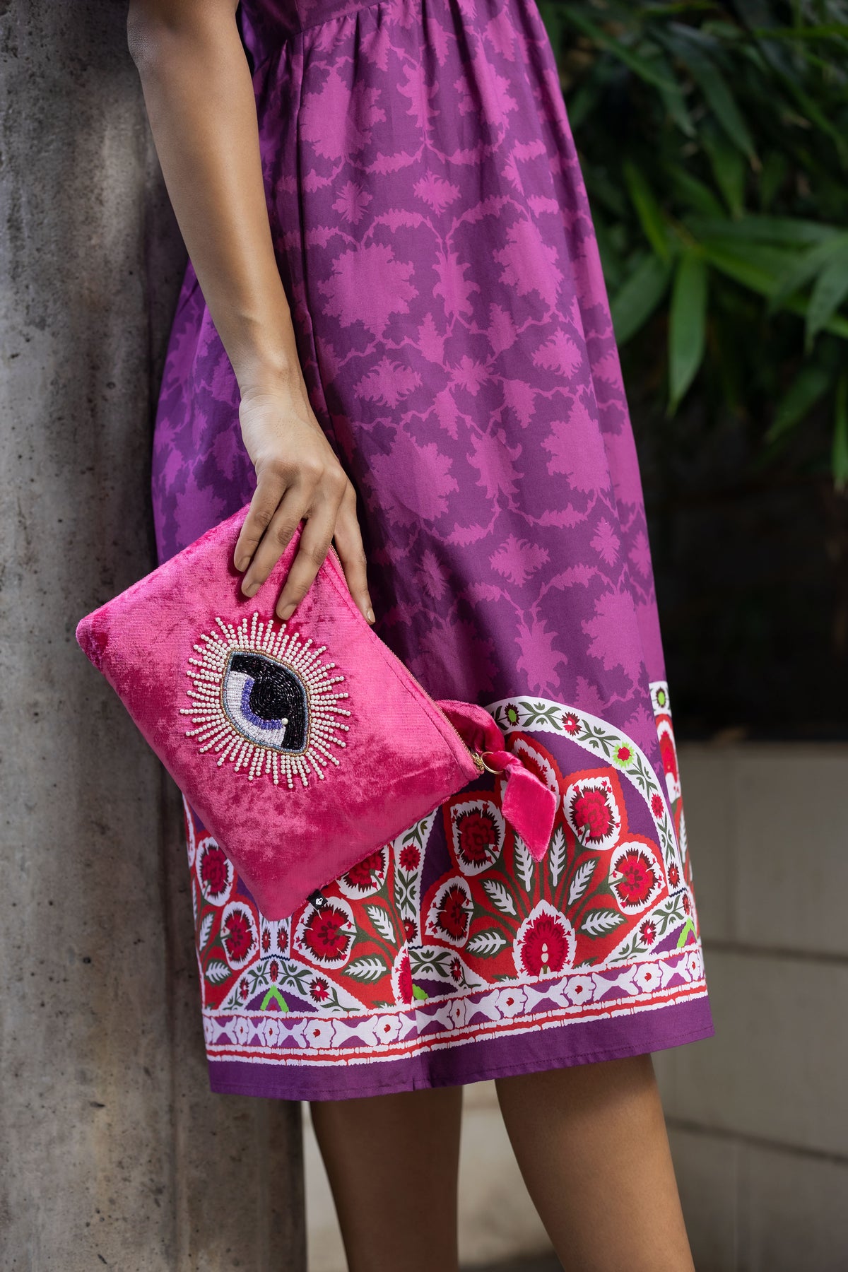 Emily Lovelock Pink Velvet Pouch