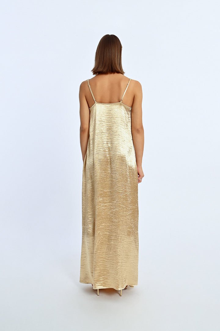 Lili Sidonio Strappy Gold Metallic Dress