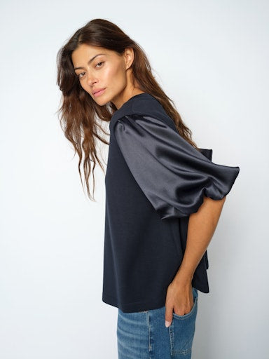 Mos Mosh Salute Navy Duba O-SS Satin Sweatshirt