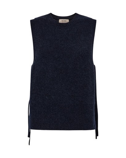 Mos Mosh Salute Navy Thora Tie Knit Vest