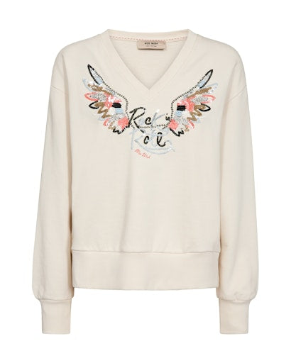 Mos Mosh Ecru Cosette V Neck Sweatshirt