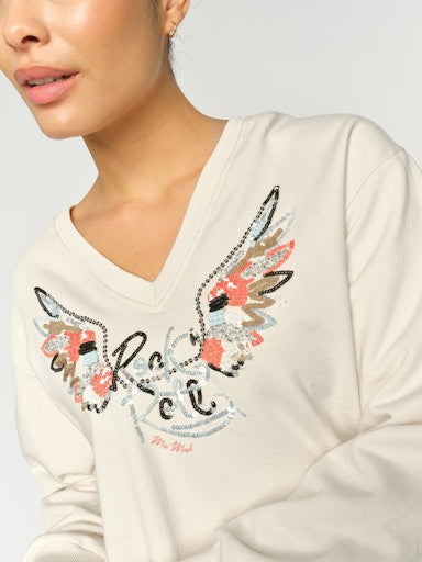 Mos Mosh Ecru Cosette V Neck Sweatshirt