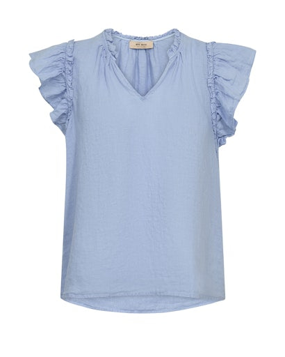Mos Mosh Brunnera Blue Tea Linen Blouse