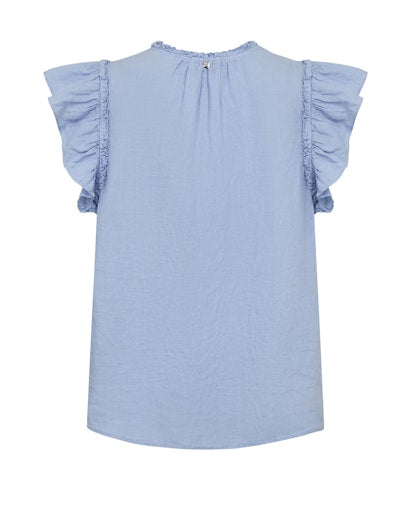 Mos Mosh Brunnera Blue Tea Linen Blouse