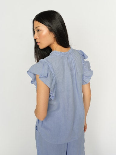 Mos Mosh Brunnera Blue Tea Linen Blouse