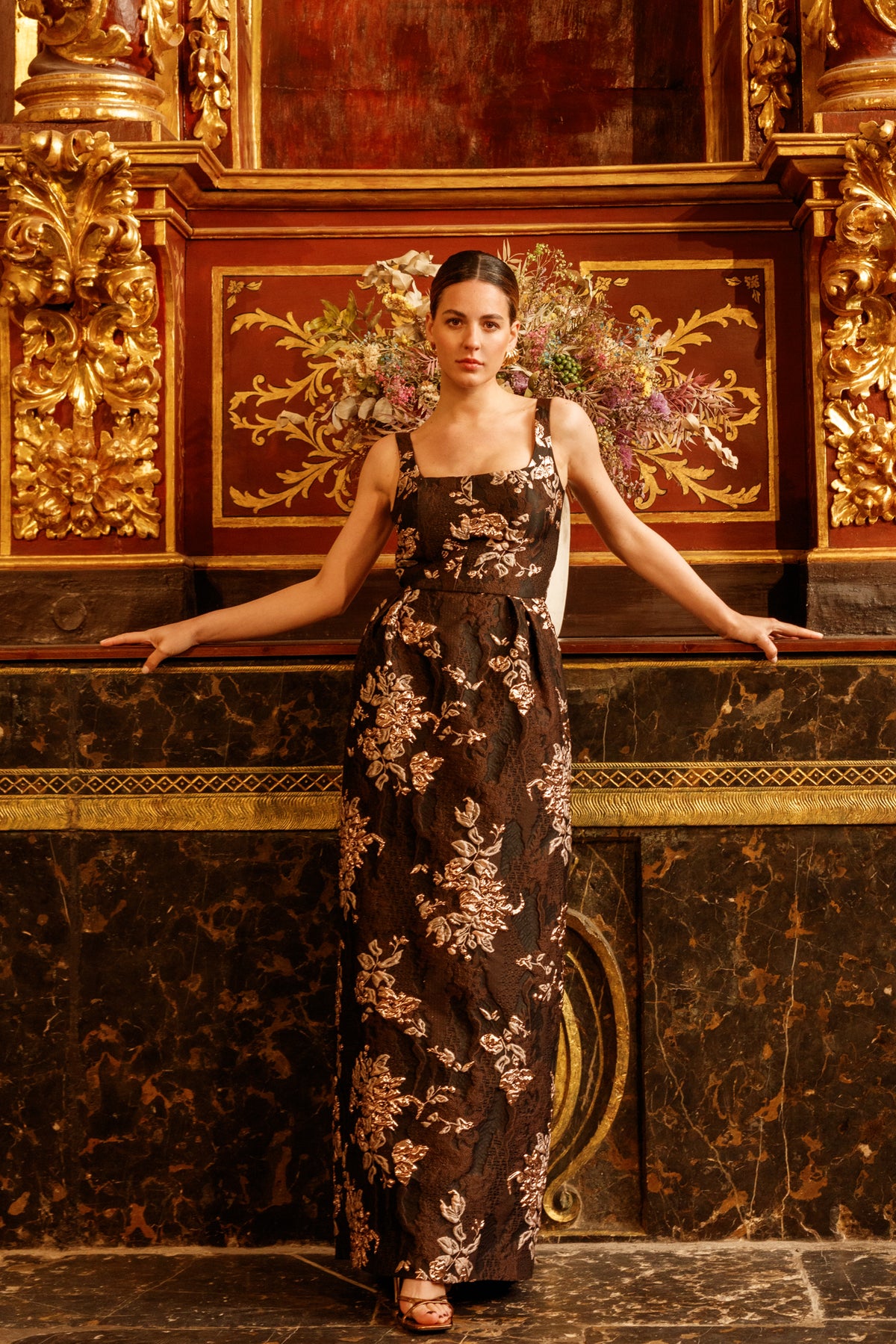 Matilde Cano Jacquard Flores Dress