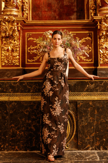 Matilde Cano Jacquard Flores Dress