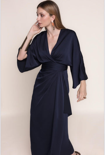 Matilde Cano Navy Marino Karetas Dress