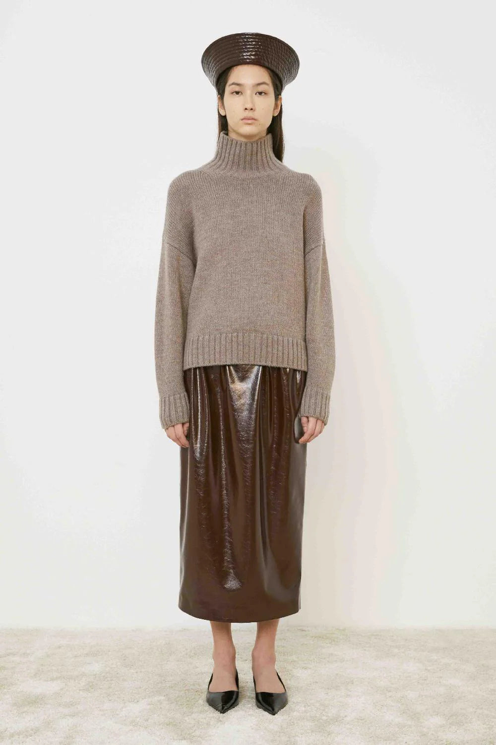 MeiMeiJ Faux Leather Chocolate Skirt